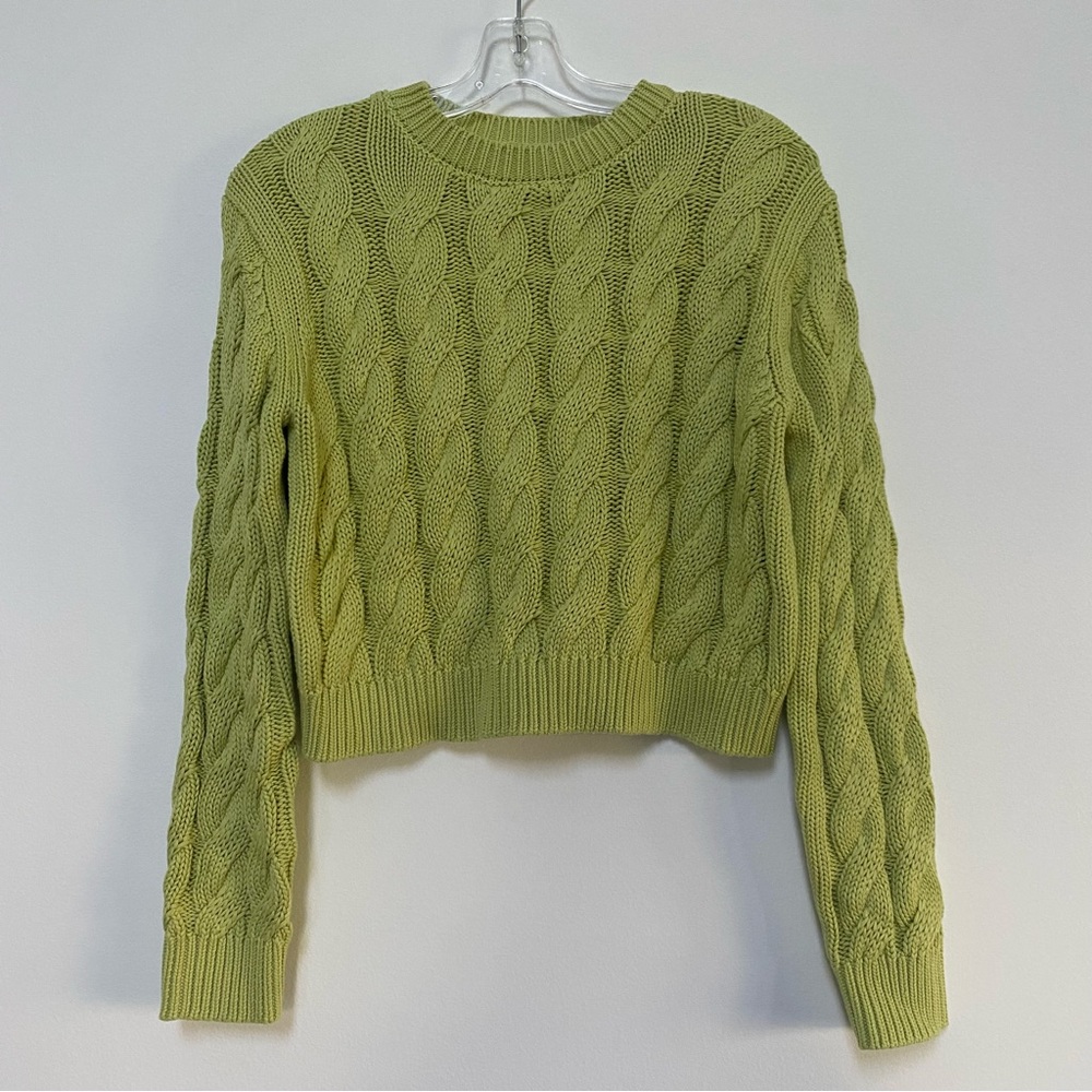Massimo Dutti Green Cable Knit Sweater